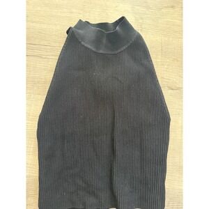 Babaton Ribbed Knit Mock Neck Sleeveless Top - Black, Size S